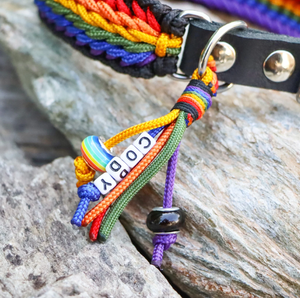 <span class=keywords><strong>Collar</strong></span> de Cuero Auténtico Trenzado Arcoíris Hecho a Mano con Placa de Identificación para Perros, Ideal para Actividades al Aire Libre - Product Image 6