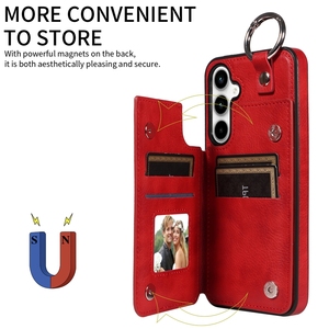 Funda de Cuero con Ranuras para Tarjetas y Anillo para <span class=keywords><strong>Samsung</strong></span> <span class=keywords><strong>Galaxy</strong></span> S25 S24 S23 Ultra S22 Plus S21 FE A12 4G A13 <span class=keywords><strong>5G</strong></span> A14 A52 A72 - Product Image 4