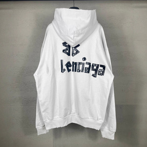 Sudadera con capucha de algodón de corte holgado, con estampado de letras, efecto lavado y desgastado, de la nueva marca B, versión Paris High, para otoño. - Product Image 4