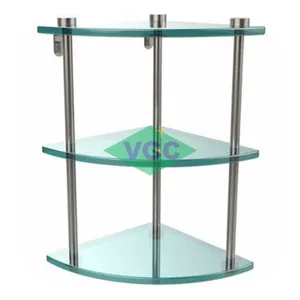 VGC Factory Price Tempered Glass Shelf Simple Design Glass Display Case Glass Corner Floating Display Shelf