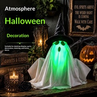 Figurine fantôme électrique Dropshipping Shopify, activée par le mouvement, visage lumineux, décoration de table d'Halloween, plastique 32x22x14cm