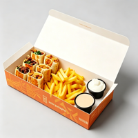 Boîte alimentaire en papier kraft résistant à l'huile de qualité alimentaire, avec logo personnalisé imprimé en couleur, pour emballage de poulet frit et de restauration rapide