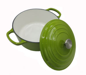 <span class=keywords><strong>Cocotte</strong></span> <span class=keywords><strong>en</strong></span> <span class=keywords><strong>fonte</strong></span> émaillée de couleur vert frais populaire avec couvercle, casserole 25CM, 4.2L, pour 3-4 personnes - Product Image 3