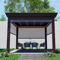 Pergola de jardin sur mesure de style européen avec toit automatique à persiennes, système LED et revêtement poudré pour balcon