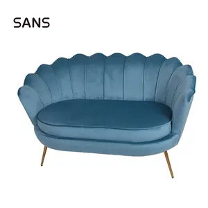 Modern ucuz oturma odası mobilya mavi kadife Loveseat kanepeler