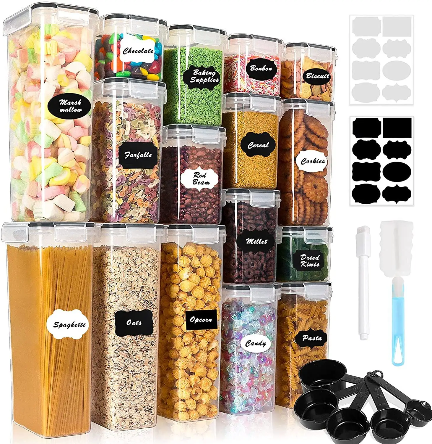 Organizzazione di cucina contenitori di stoccaggio cucina in plastica contenitori per alimenti con coperchi