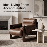 Fauteuil d'appoint en cuir avec structure en bois massif vintage, fauteuil simple de designer rétro, fauteuil lounge de luxe en cuir pour salon