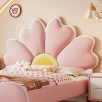 Lit d'enfant moderne rose de luxe avec motif de fleurs de dessin animé, lit d'enfant moderne design, lit d'enfant élégant et créatif pour fille pour la maison