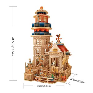 Hamaileon Puzzle 3D in Legno Fatto a Mano Fai da Te, Tema Vecchio Uomo e Mare, <span class=keywords><strong>Faro</strong></span>, Castello in Miniatura, Casa delle Bambole, Regalo per Adulti - Product Image 1