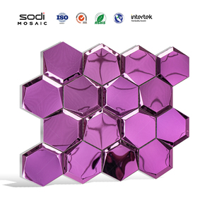 Haute Brillant 3D Hexagone Salle De Bains Carrelage Intérieur Mur Décoration En Acier Inoxydable Métal Mosaïque Moderne <span class=keywords><strong>Parquet</strong></span> pour Hôtel Rénovation - Product Image 3