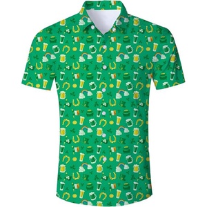 Men's Loose Short Sleeve Hawaiian Vacation Custom Logo ODM Service Breathable Fabric Stand Collar Customized Colors Silk Screen - Product Image 1