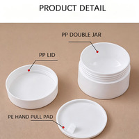 Vente en gros de pots en plastique PP de couleur personnalisée, 50 ml, 100 ml, à double paroi, pour crème cosmétique, crème pour le visage, beurre corporel, soin de la peau, logo personnalisé