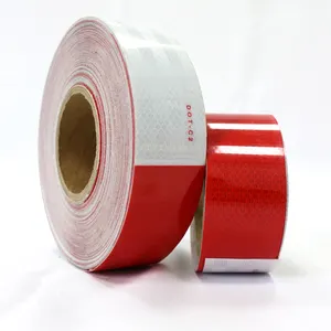 Bande adhésive PVC souple et imperméable, en vinyle réfléchissant, 1 mètre, carré, argent, jaune et rouge, couture sur le couture, blanc, pour camion