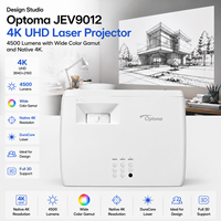 Projecteur laser Optoma JEV9012 4K UHD 4500 lumens pour la conception architecturale avec 4K natif et réglage sur quatre points