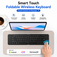 Teclado Inalámbrico Plegable Portátil con Panel Táctil, Mini Teclado Recargable para Teléfono, Tableta, Computadora Portátil, PC, iOS, Android, HarmonyOS