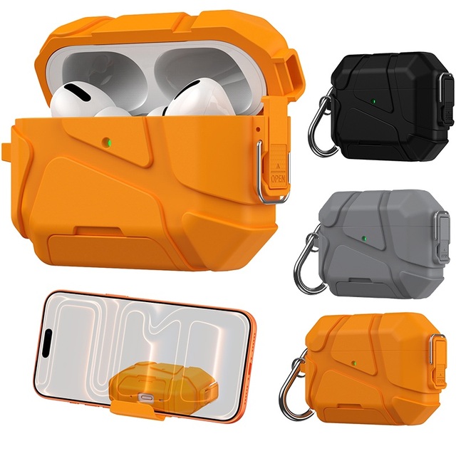 Phone Stand Function Shockproof Buckle Earphone Headphones Rugged Protective case for AirPods Pro 3rd Gen 4gen