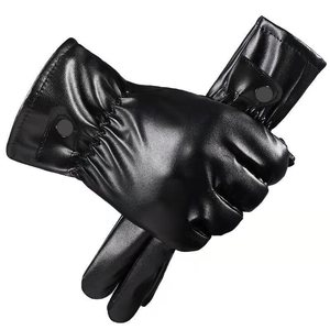 Fulishu Men's Winter <b>Warm</b> Touchscreen <b>Gloves</b> Pu Leather Black Outdoor Cycling Motorcycle <b>Gloves</b> - Product Image 1
