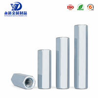 Écrou de raccordement hexagonal en acier au carbone zingué M5 M6 M8 M10 M12 M14, colonne de connexion ronde, tige filetée, vis, entretoise, fixateur