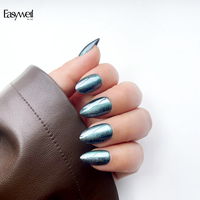 Easywell – Meilleures ventes : 30 faux ongles en gel acrylique souple, qualité salon, effet ombré œil de chat, ovales et ronds, avec colle