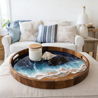 Gepersonaliseerd houten resin charcuteriebord voor een jubileum cadeau, uniek gegraveerd ocean epoxy serveerplank, epoxyhars