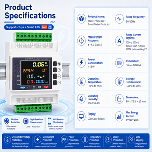 Medidor Fotovoltaico Bidireccional Trifásico de 100-1000A 3*220V con Control Remoto, Riel DIN, WiFi, Medidor Inteligente para el Hogar - Product Image 2