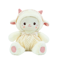 Peluche Mouton Étoilé Adorable en Coton PP Doux avec Chapeau en Dentelle et Pantalon à Pois pour Enfants, Compagnon de Sommeil