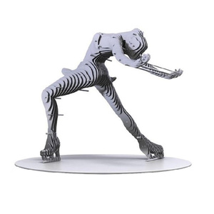 Design moderno in acciaio inox inginocchiato donna scultura arte moderna figura scompare statua - Product Image 6