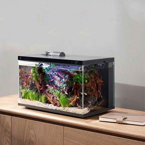 Intelligente moderne milieuvriendelijke glazen <span class=keywords><strong>aquarium</strong></span> met wifi-bediening, 30L ecologische visbak met voederbak en filter, vierkant model voor op het bureau - Product Image 3