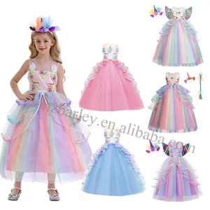 Hengzhihua princesse licorne habiller pour petites filles anniversaire fleurs robes Halloween fête Cosplay Costumes