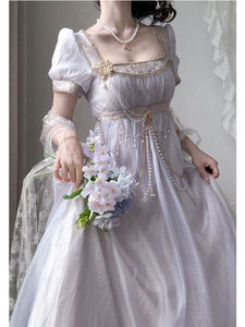 Robe Lolita violette unie, style rétro palais impérial, pour anniversaire, banquet, cérémonie adulte, é<span class=keywords><strong>l</strong></span>égante, magnifique et formelle - Product Image 1