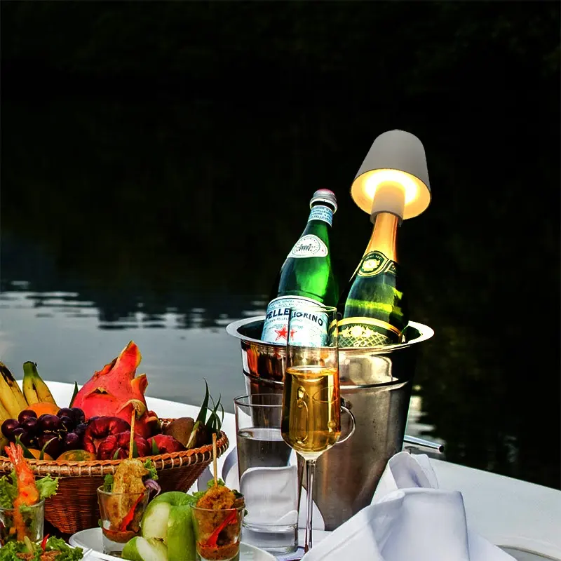 Creative Wine Bottle Base Rechargeable Night light Desk Led Lamp Battery Operated Bar Restaurant Touch Table Lamp