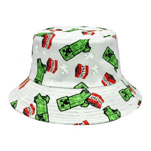 Chapeau Bob Unisexe en Toile à Motif Minecraft, Imprimé, pour l'Extérieur, Protection Solaire, Décontracté, Printemps-Été, Design Personnage Adulte, Bord Plat - Product Image 3