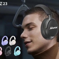 Earphone Nirkabel Over-Ear 2024 dengan Peredam Kebisingan Aktif, Layar Digital RGB, Macaron AKZ-23 untuk Ponsel Anak
