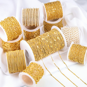 Cadenas <span class=keywords><strong>de</strong></span> Metal Decorativas <span class=keywords><strong>de</strong></span> Bolas Extensoras <span class=keywords><strong>Doradas</strong></span> <span class=keywords><strong>de</strong></span> 18k para Fabricación <span class=keywords><strong>de</strong></span> Joyas, Venta al por Mayor a Granel - Product Image 1