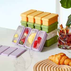 ถาดทำน้ำแข็งซิลิโคน 4 ช่อง ยี่ห้อ Pure Joy พร้อมฝาปิด ปลอดสาร BPA ใช้งานง่าย นำกลับมาใช้ใหม่ได้ ปลอดภัยสำหรับอาหาร แม่พิมพ์สำหรับครัว - Product Image 1