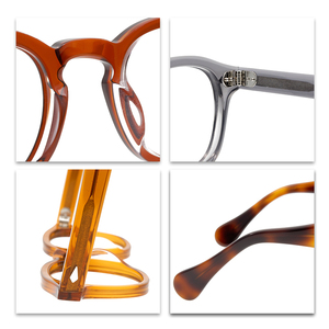 Lunettes en acétate de style japonais, verres à rivets, monture rétro, pour hommes <span class=keywords><strong>et</strong></span> femmes, dans le même style, transparent, tendance, - Product Image 4
