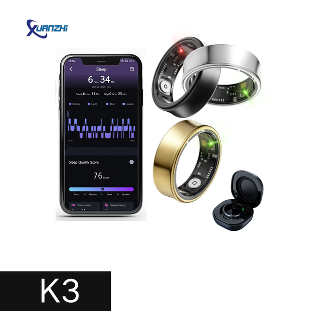 SHR K3 2025 Smart Ring Health Care Fitness Tracker AI Analysis App WiFi Control Heart Rate Sleep Activity Lighting Alloy