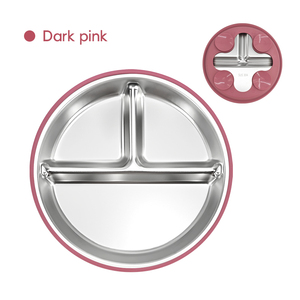 Anti Scald Baby Plates Removable Silicone Shell Stainless Steel Suction Bowl Set BPA Free Phthalate Free <b>9</b> Colors - Product Image 2