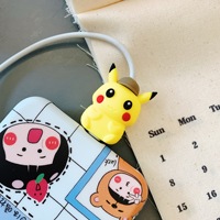 Protectores de Cable Versión Q Cabezones de Silicona con Dibujos Animados Funda Protectora Antirrotura para Cable de Datos