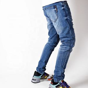 شعار مخصص الأزرق Pantalones المتعثرة بنطلون الدينيم بناطيل ضيقة الرجال انفجرت الجينز - Product Image 2