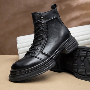 Men's Retro Design Cowhide <b>Boots</b> Lace up British Style High Quality Motorcycle <b>Boots</b> Non Slip Work <b>Boots</b> - Product Image 4