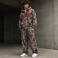Ensemble de survêtement camouflage personnalisé pour homme OEM ODM – Sweat à capuche zippé et pantalon de survêtement en molleton bouclette – Streetwear graphique – Fabricant de vêtements sur mesure