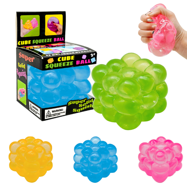 Hot Selling Novelty Stress Relief Squishy Toys Cute Sensory Fidget Funny Soft Squeeze Ball Textured Cube Sensory Fidget Toys