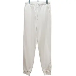 without wrinkle cotton clothes white sweatshirts pants with satin tape on side