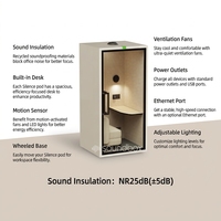 Cabine téléphonique insonorisée à installation facile, pour bureau, salle de réunion, avec système de ventilation et prises électriques
