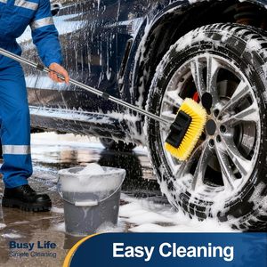 Brosse de lavage de voiture à cinq faces avec manche long de 61 pouces, sans rayures, pour le nettoyage de voitures, bateaux, maisons, façades et sols - Product Image 6