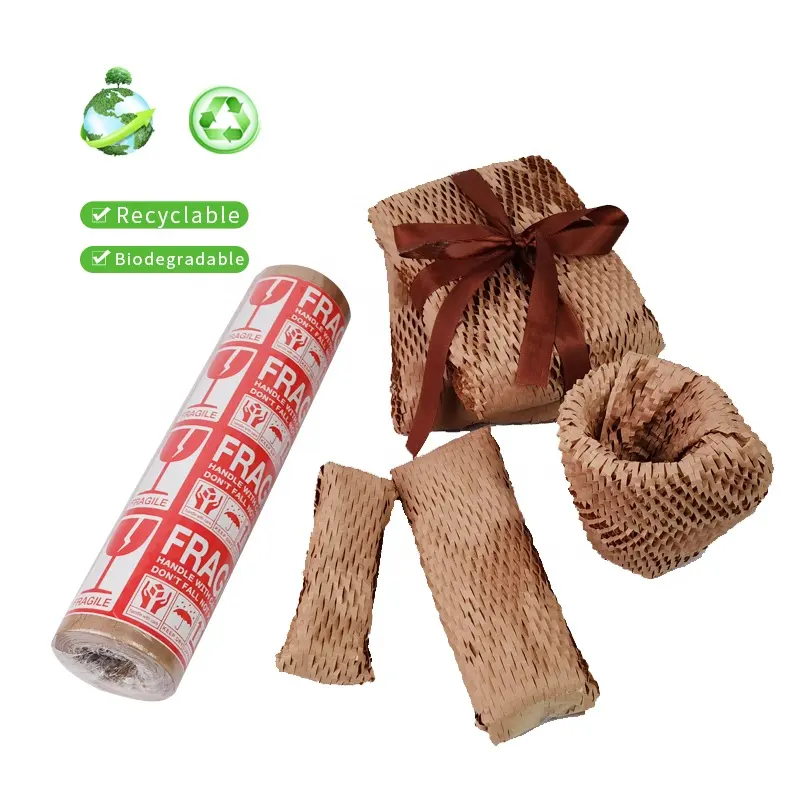 Hongdali高速配送リサイクル可能な生分解性ハニカムクラフト紙クッション保護包装ハニカム紙パッド