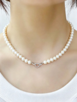 Collier en or 18 carats Lerca avec fermoir en forme de cœur et perle pour femme, bijoux de mariage