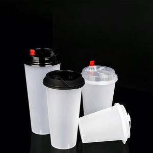 Vasos Desechables al por Mayor con Logotipo Personalizado, Biodegradables, para Té de Burbujas, Jugos, Vasos de Plástico PP Transparente Esmerilado con Tapas - Product Image 3