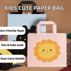 Bolsas de Regalo de Papel Kraft para el Día del Niño, Lindas Bolsas de Mano Recicladas para Jardín de Niños con Embalaje de Cartón con Diseño de Luna Llena para Cumpleaños - Product Image 2